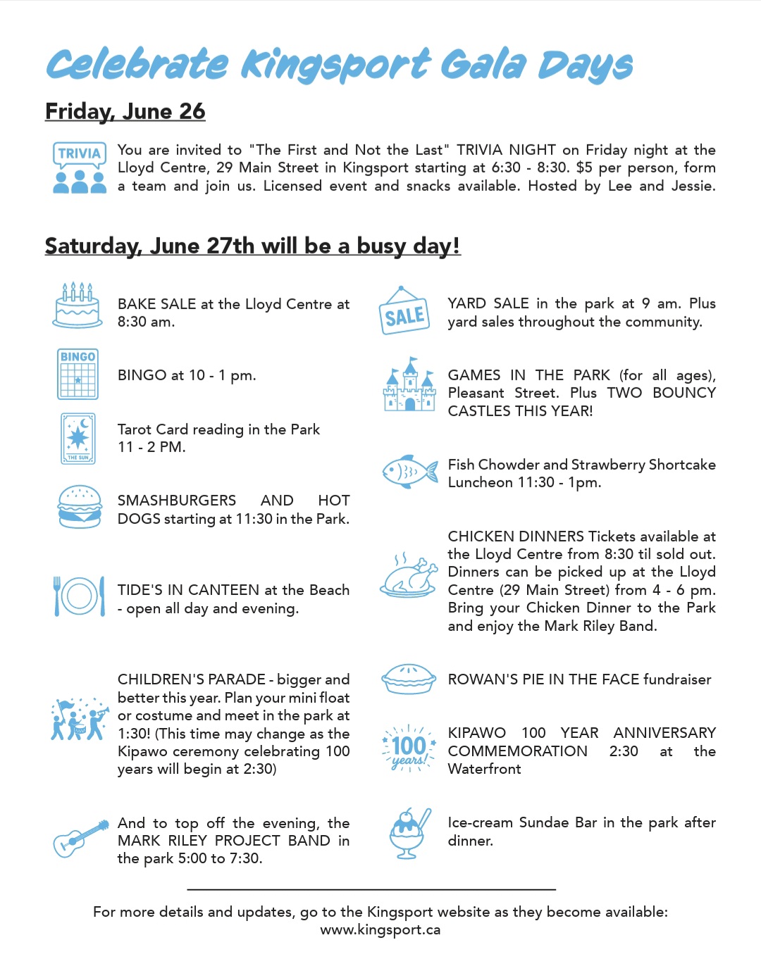 Kingsport Gala Days Schedule
